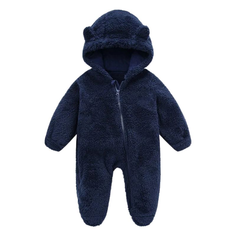 Macacão Bebê Peluciado Com Capuz de Urso Macacão Bebê Peluciado Com Capuz de Urso Loja do Bambino Azul Escuro 0 a 3 meses 