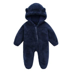 Macacão Bebê Peluciado Com Capuz de Urso Macacão Bebê Peluciado Com Capuz de Urso Loja do Bambino Azul Escuro 0 a 3 meses 