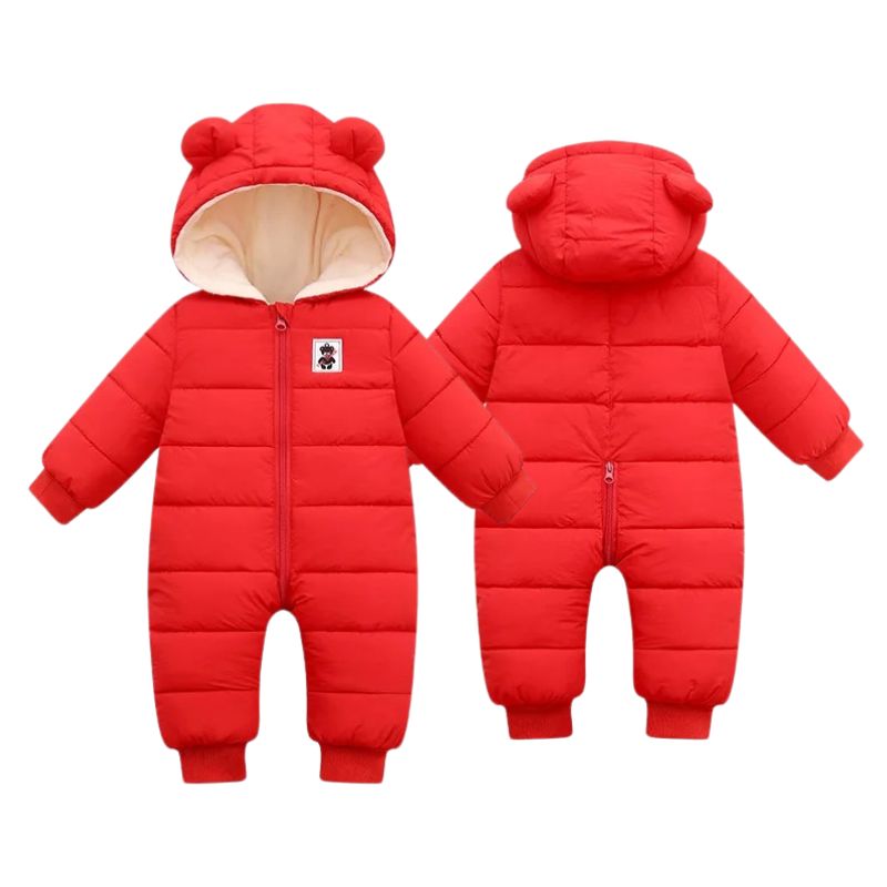 Macacão Bebê Ursinho Capuz Quentinho Macacão Bebê Ursinho Capuz Quentinho Loja do Bambino Vermelho 66 