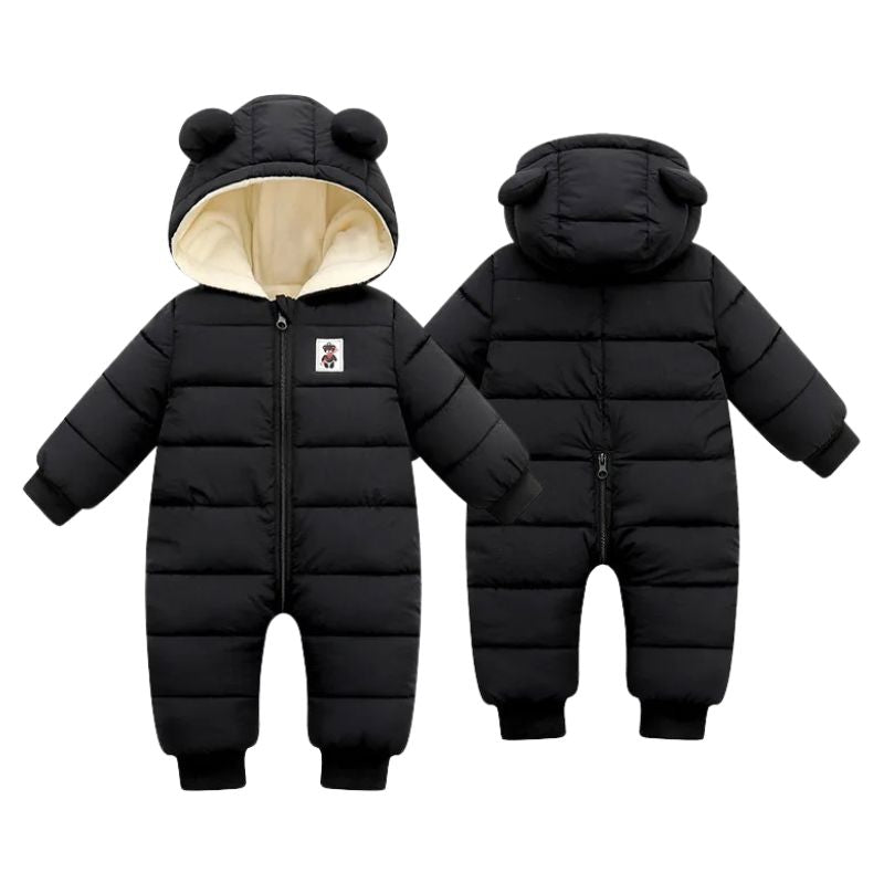 Macacão Bebê Ursinho Capuz Quentinho Macacão Bebê Ursinho Capuz Quentinho Loja do Bambino Preto 66 