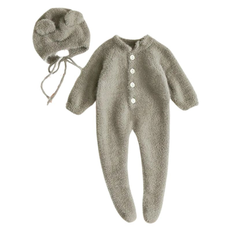 Macacão Infantil com Touca de Ursinho Macacão Infantil com Touca de Ursinho Loja do Bambino Cinza 66 