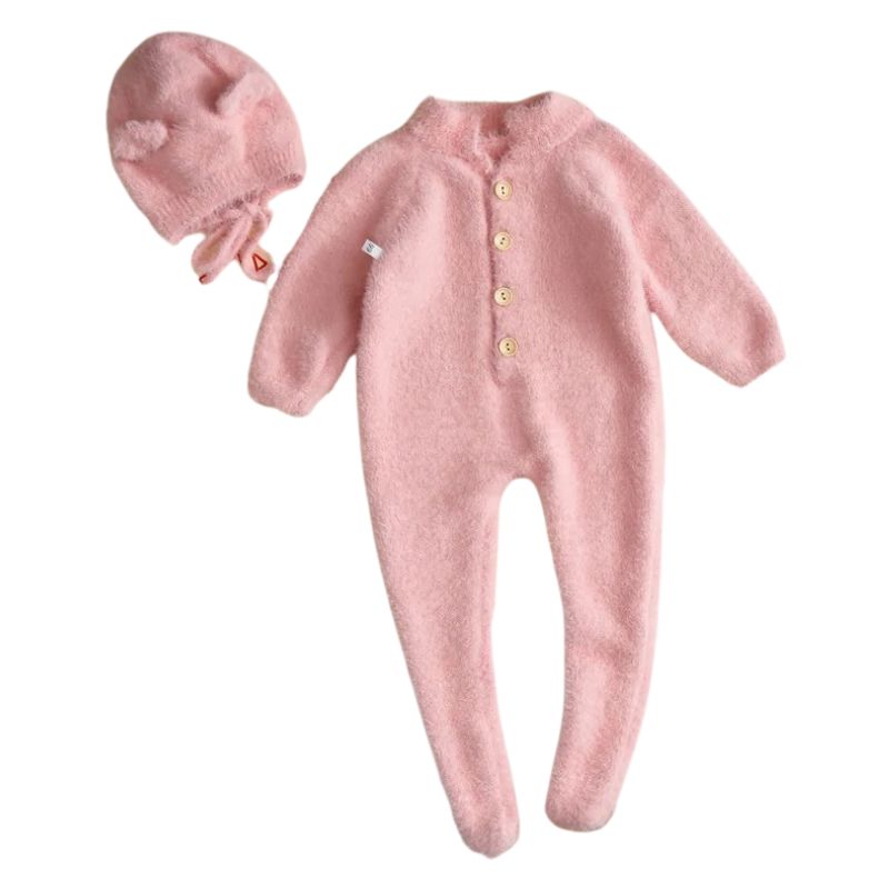 Macacão Infantil com Touca de Ursinho Macacão Infantil com Touca de Ursinho Loja do Bambino Rosa 66 