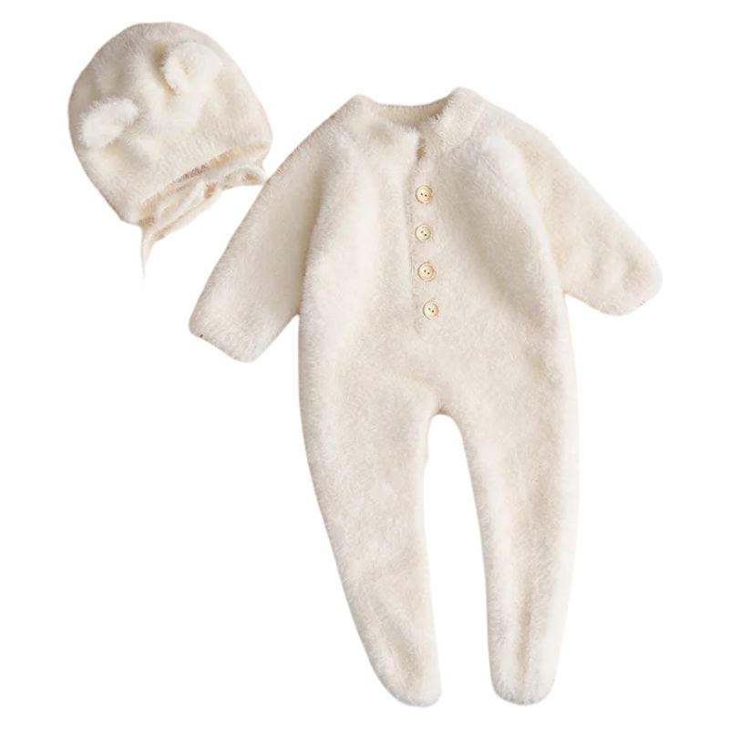 Macacão Infantil com Touca de Ursinho Macacão Infantil com Touca de Ursinho Loja do Bambino Branco 66 