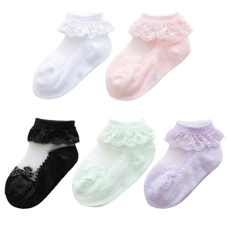 Meia em Renda Recém Nascido Bambino Meia em Renda Recém Nascido Bambino Loja do Bambino Combo com 5 pares P - 3 a 11 meses 