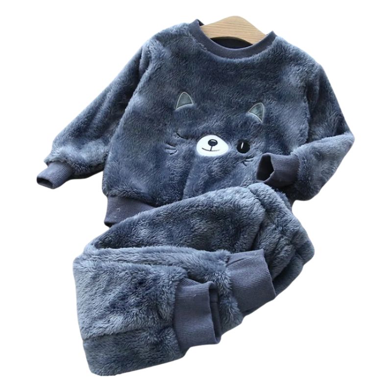 Pijama Infantil Feminino Gatinha Peluciado Pijama Infantil Feminino Gatinha Peluciado Loja do Bambino Azul Escuro 90 