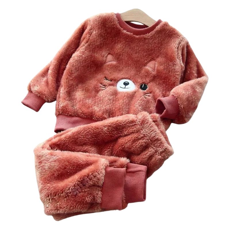 Pijama Infantil Feminino Gatinha Peluciado Pijama Infantil Feminino Gatinha Peluciado Loja do Bambino Marrom 90 