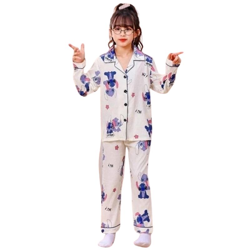 Pijama Stitch com Botões Pijama Stitch com Botões Loja do Bambino Rosa 100 