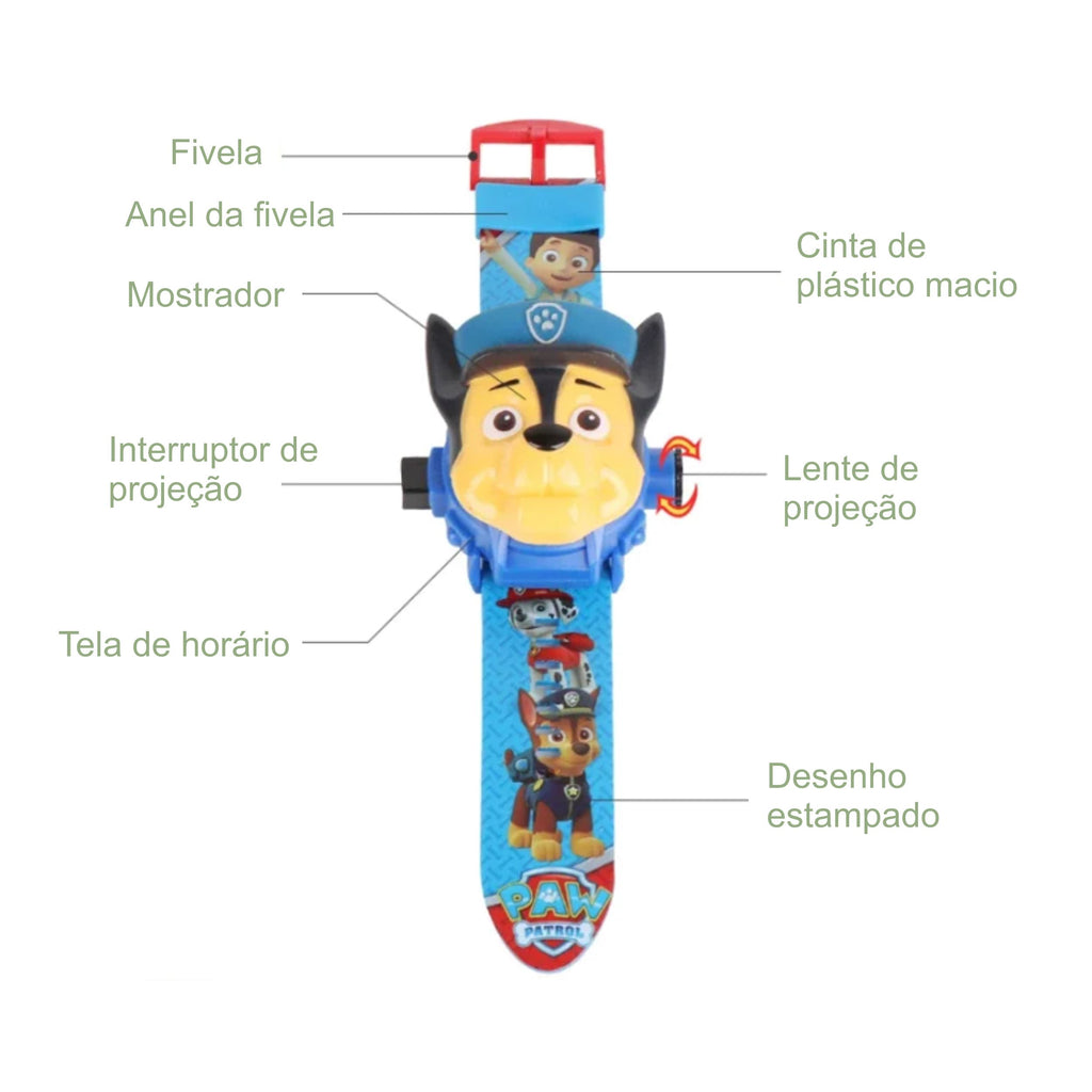 Relógio Patrulha Canina - Com Projetor de Imagens Relógio Patrulha Canina - Com Projetor de Imagens Loja do Bambino 