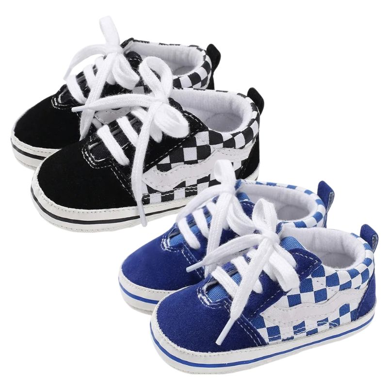 Sapatinho Bebê Estilo Tênis Casual Xadrez Sapatinho Bebê Estilo Tênis Casual Xadrez Loja do Bambino 