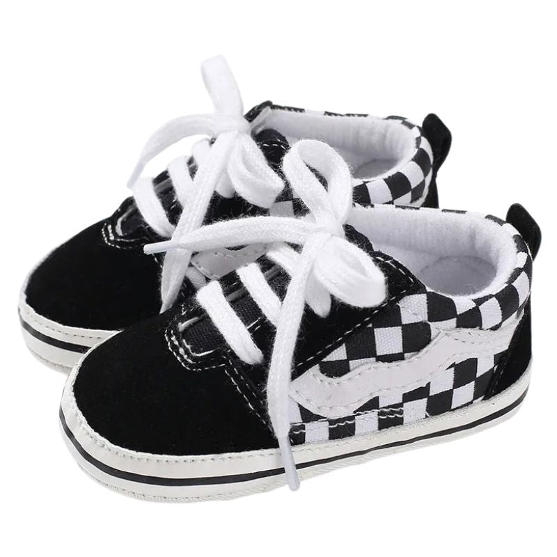Sapatinho Bebê Estilo Tênis Casual Xadrez Sapatinho Bebê Estilo Tênis Casual Xadrez Loja do Bambino Preto 0 a 6 meses (11cm) 