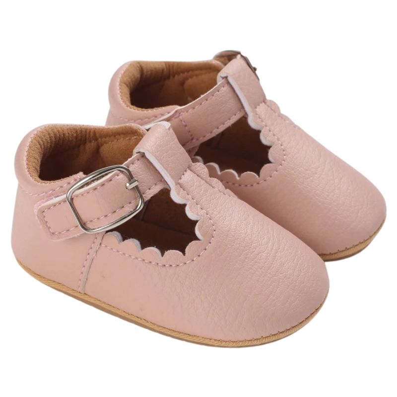 Sapatinho De Couro Para Bebê Sapatinho De Couro Para Bebê Loja do Bambino Rosa 0 a 6 meses (11cm) 