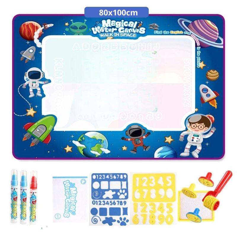 Tapete de Desenho Água Mágica + Canetas Mágicas Reutilizáveis para Crianças Tapete de Desenho Água Mágica + Canetas Mágicas Reutilizáveis para Criança Loja do Bambino Modelo 02 80x100cm 