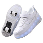 Tênis Com Rodinha e Luz de Led Infantil Tênis Com Rodinha e Luz de Led Infantil Loja do Bambino Modelo 02 Branco 29 (19.5cm) 