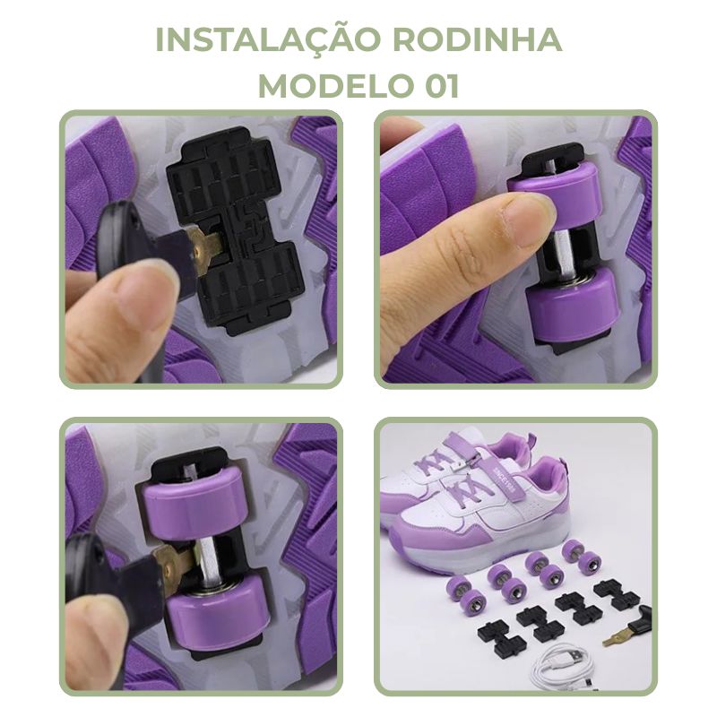 Tênis Com Rodinha e Luz de Led Infantil Tênis Com Rodinha e Luz de Led Infantil Loja do Bambino 