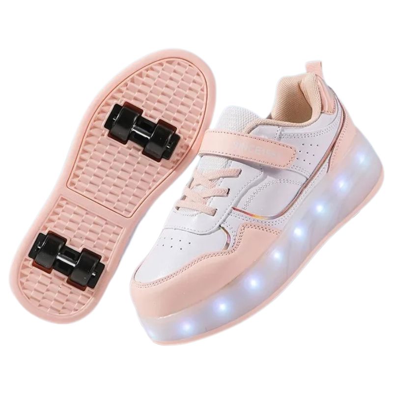 Tênis Com Rodinha e Luz de Led Infantil Tênis Com Rodinha e Luz de Led Infantil Loja do Bambino Modelo 01 Rosa 29 (19.5cm) 