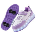 Tênis Com Rodinha e Luz de Led Infantil Tênis Com Rodinha e Luz de Led Infantil Loja do Bambino Modelo 01 Roxo 29 (19.5cm) 