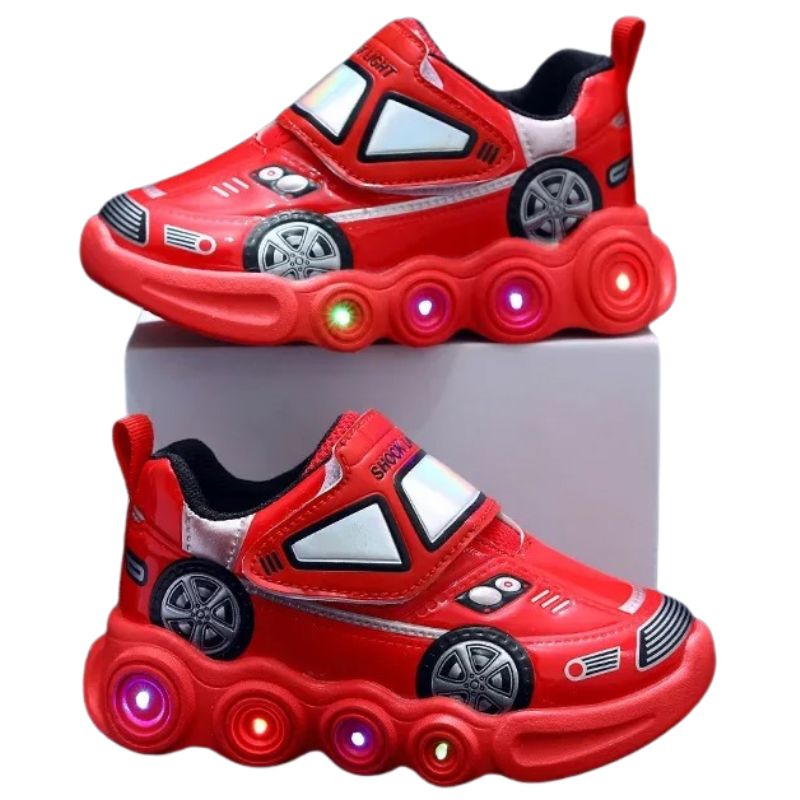 Tênis Infantil Com Luzinha Velcro Masculino Tênis Infantil Com Luzinha Velcro Masculino Loja do Bambino Vermelho 21 (13.3cm) 