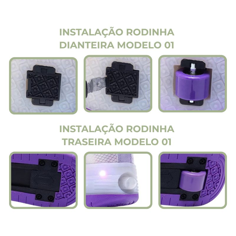 Tênis Infantil Feminino Rodinha com Luz LED Tênis Infantil Feminino Rodinha com Luz LED Loja do Bambino 