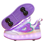 Tênis Infantil Feminino Rodinha com Luz LED Tênis Infantil Feminino Rodinha com Luz LED Loja do Bambino Modelo 02 Roxo 29 (16.5cm) 