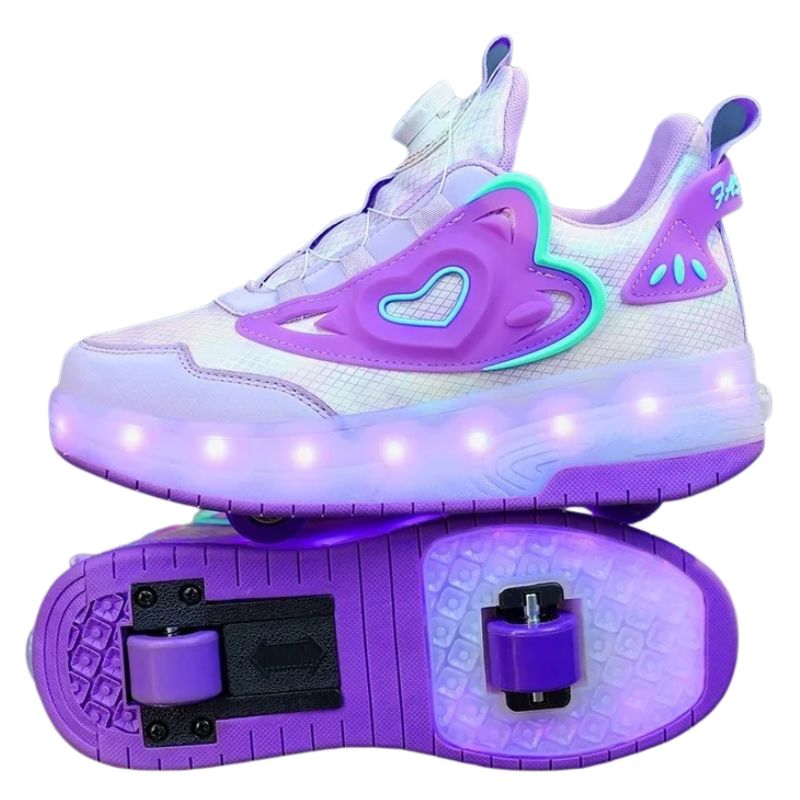 Tênis Infantil Feminino Rodinha com Luz LED Tênis Infantil Feminino Rodinha com Luz LED Loja do Bambino Modelo 01 Roxo 29 (16.5cm) 