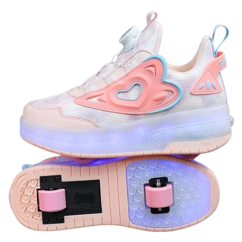 Tênis Infantil Feminino Rodinha com Luz LED Tênis Infantil Feminino Rodinha com Luz LED Loja do Bambino Modelo 01 Rosa 29 (16.5cm) 
