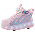 Tênis de Rodinha com Luz LED Infantil Fire Tênis de Rodinha com Luz LED Infantil Fire Loja do Bambino Rosa 29 (17.5cm) 