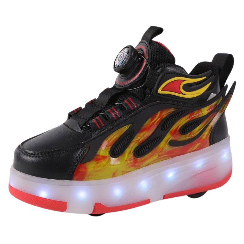 Tênis de Rodinha com Luz LED Infantil Fire Tênis de Rodinha com Luz LED Infantil Fire Loja do Bambino Preto 29 (17.5cm) 