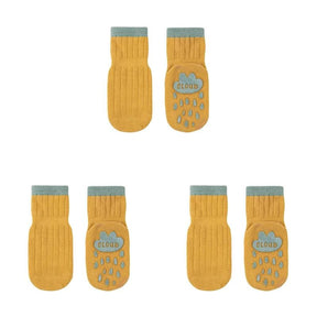 Meias Bebê Antiderrapante Cano Médio - Conjunto com 3 unidades Meias Bebe Antiderrapante Cano Médio Loja do Bambino Amarelo P 
