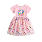 Vestido Verão Unicórnio Infantil Vestido Unicórnio Infantil Loja do Bambino Rosa 80-90 