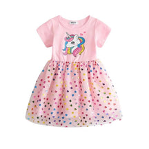 Vestido Verão Unicórnio Infantil Vestido Unicórnio Infantil Loja do Bambino Rosa 80-90 