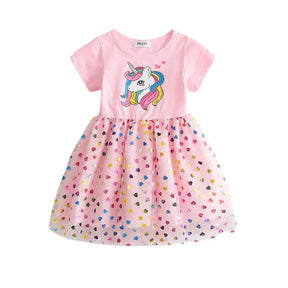 Vestido Verão Unicórnio Infantil Vestido Unicórnio Infantil Loja do Bambino Rosa 80-90 