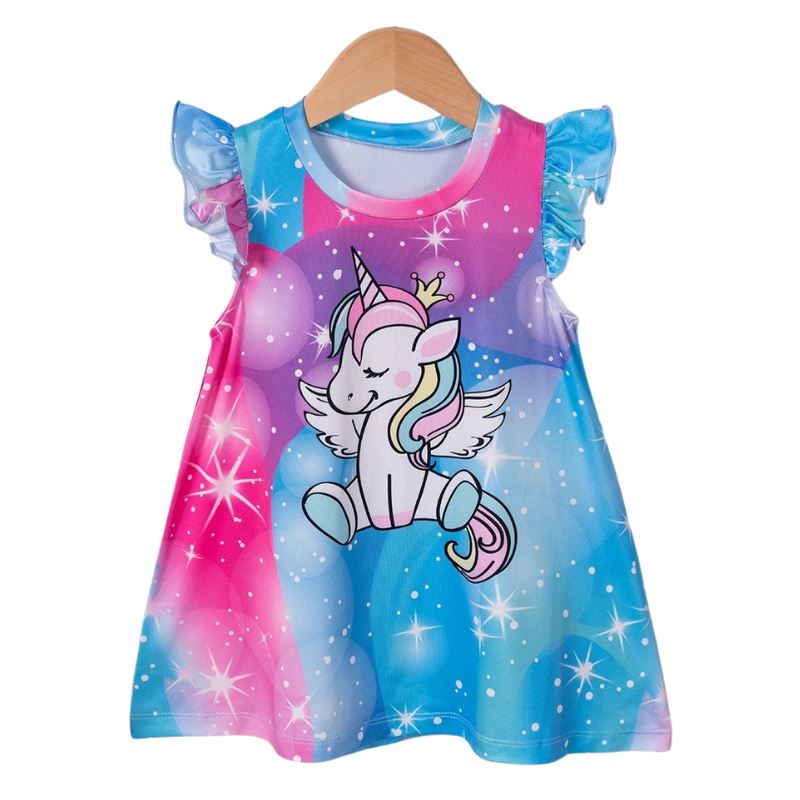 Vestido Infantil Manga Curta Unicórnio Vestido Infantil Manga Curta Unicórnio Loja do Bambino Modelo 03 80 
