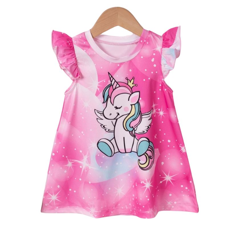 Vestido Infantil Manga Curta Unicórnio Vestido Infantil Manga Curta Unicórnio Loja do Bambino Modelo 02 80 