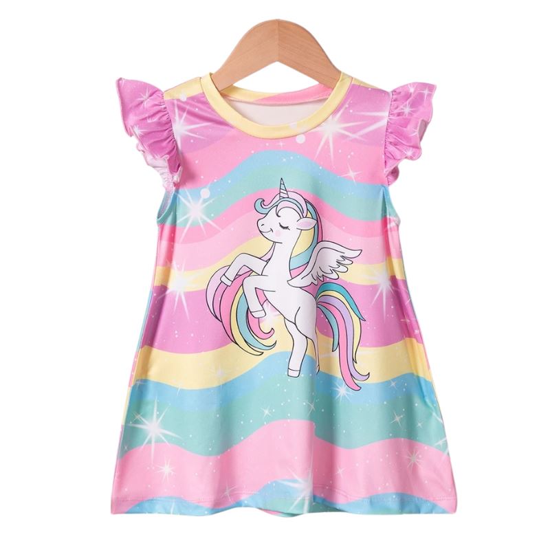 Vestido Infantil Manga Curta Unicórnio Vestido Infantil Manga Curta Unicórnio Loja do Bambino Modelo 01 80 