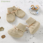 Conjunto Sapatinho e Luva em Malha Artesanal para Bebê Conjunto Sapatinho e Luva em Malha Artesanal para Bebê Loja do Bambino Bege 9 