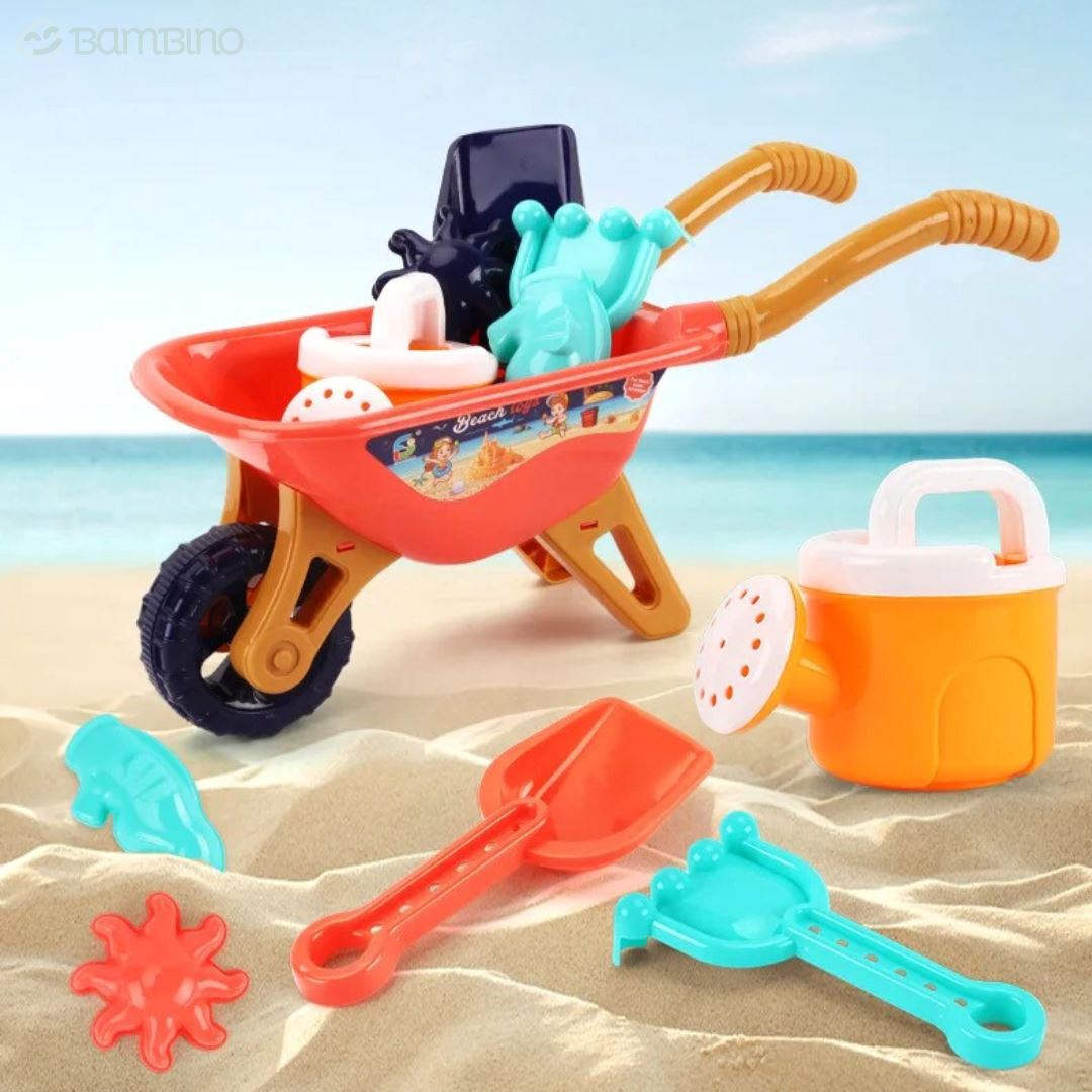 Carrinho de Mão para Praia Infantil - Acompanha Pás e Regador Carrinho de Mão para Praia Infantil Loja do Bambino 