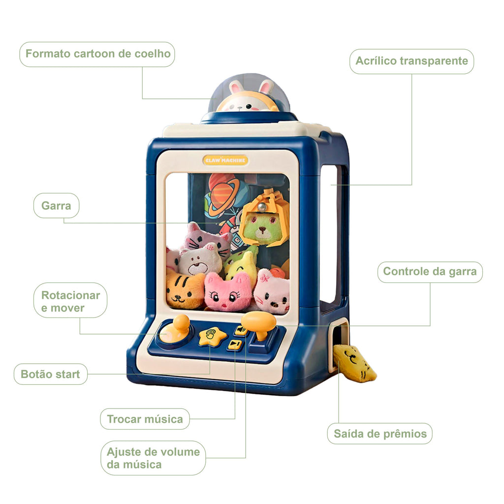 Máquina Shopping de Pegar Bichinhos com 10 Bichinhos Inclusos Máquina de Pegar Bichinhos Loja do Bambino 