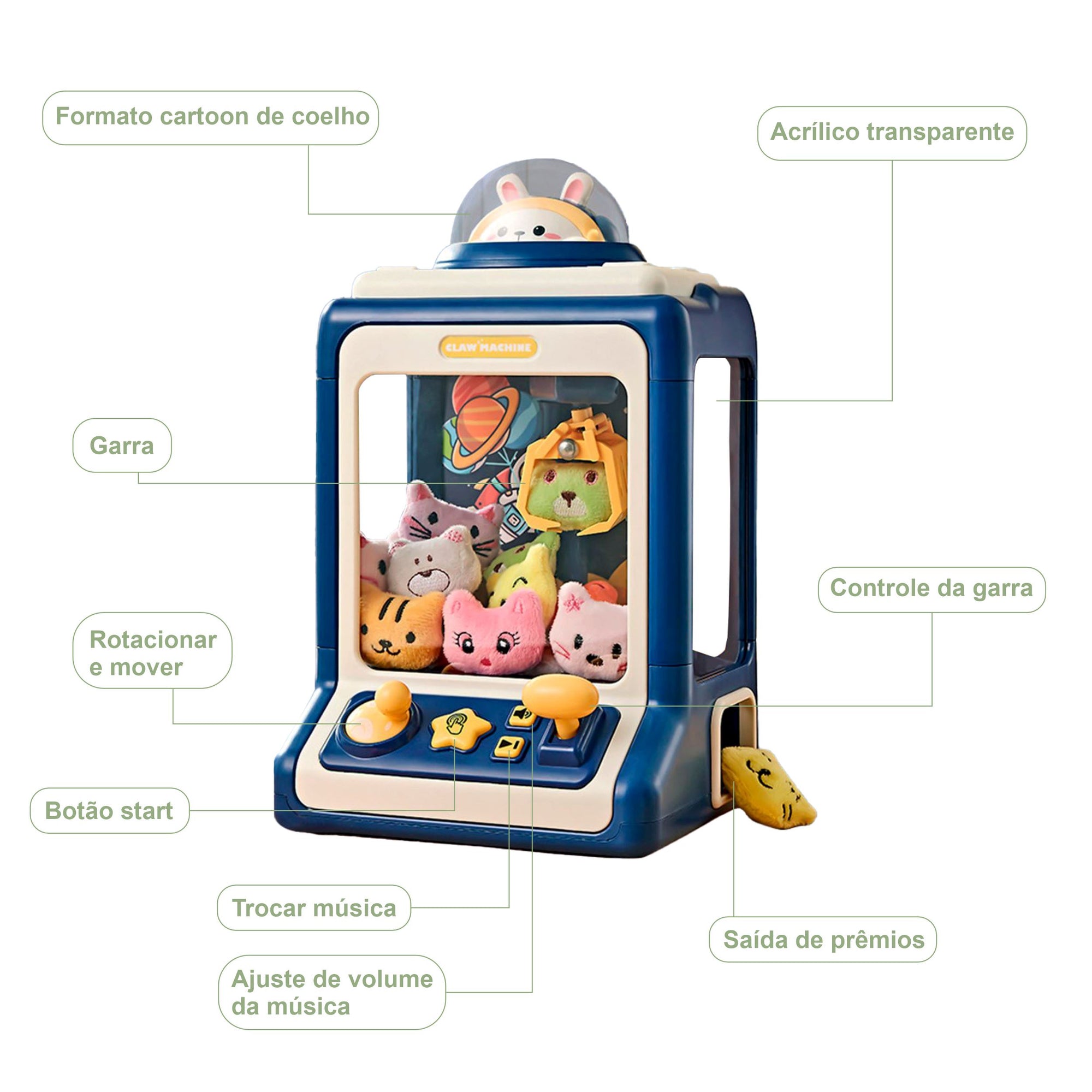 Máquina Shopping de Pegar Bichinhos com 10 Bichinhos Inclusos Máquina de Pegar Bichinhos Loja do Bambino 