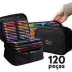 Conjunto Profissional de Lápis de Cor Aquarela com Estojo Conjunto Profissional de Lápis de Cor Aquarela com Estojo Loja do Bambino 120 cores 