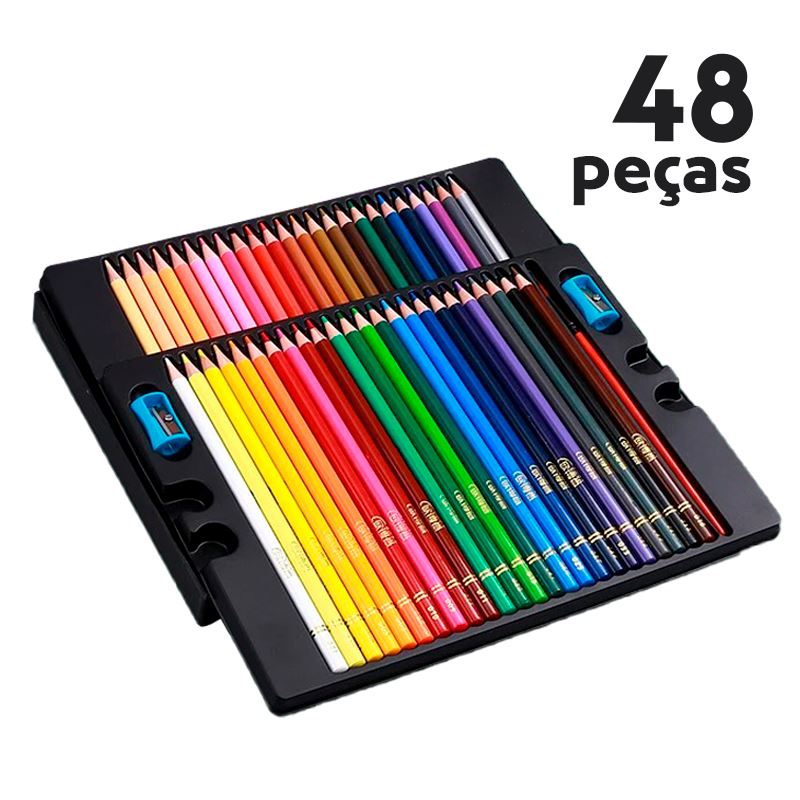 Conjunto Profissional de Lápis de Cor Aquarela com Estojo Conjunto Profissional de Lápis de Cor Aquarela com Estojo Loja do Bambino 