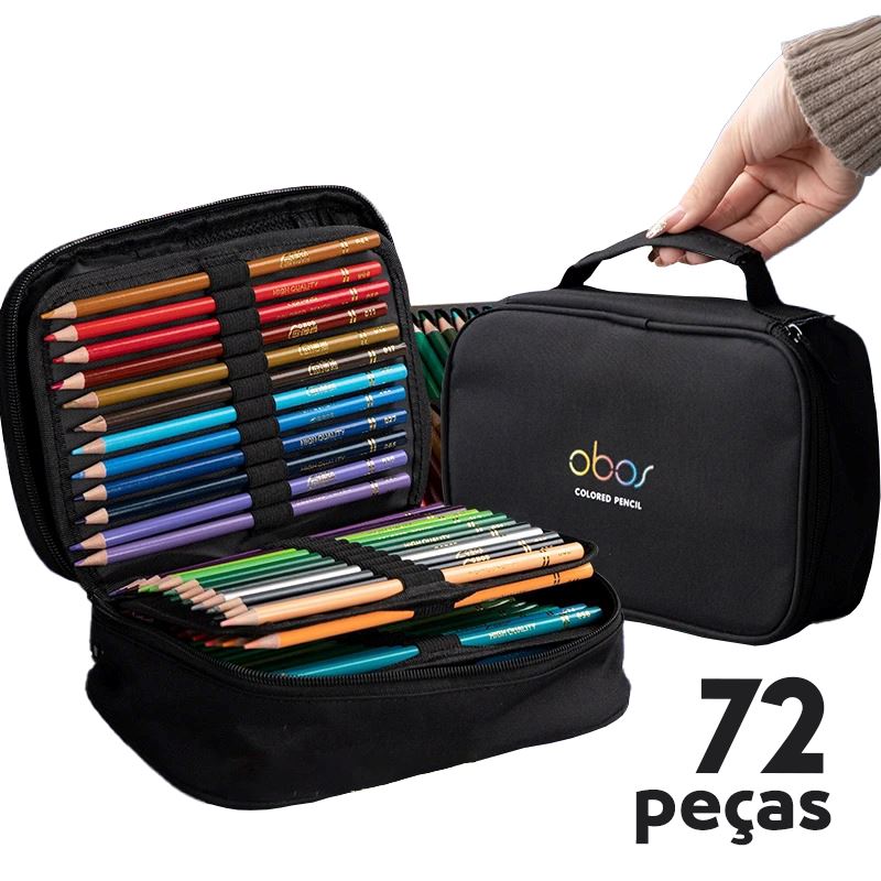Conjunto Profissional de Lápis de Cor Aquarela com Estojo Conjunto Profissional de Lápis de Cor Aquarela com Estojo Loja do Bambino 72 cores 