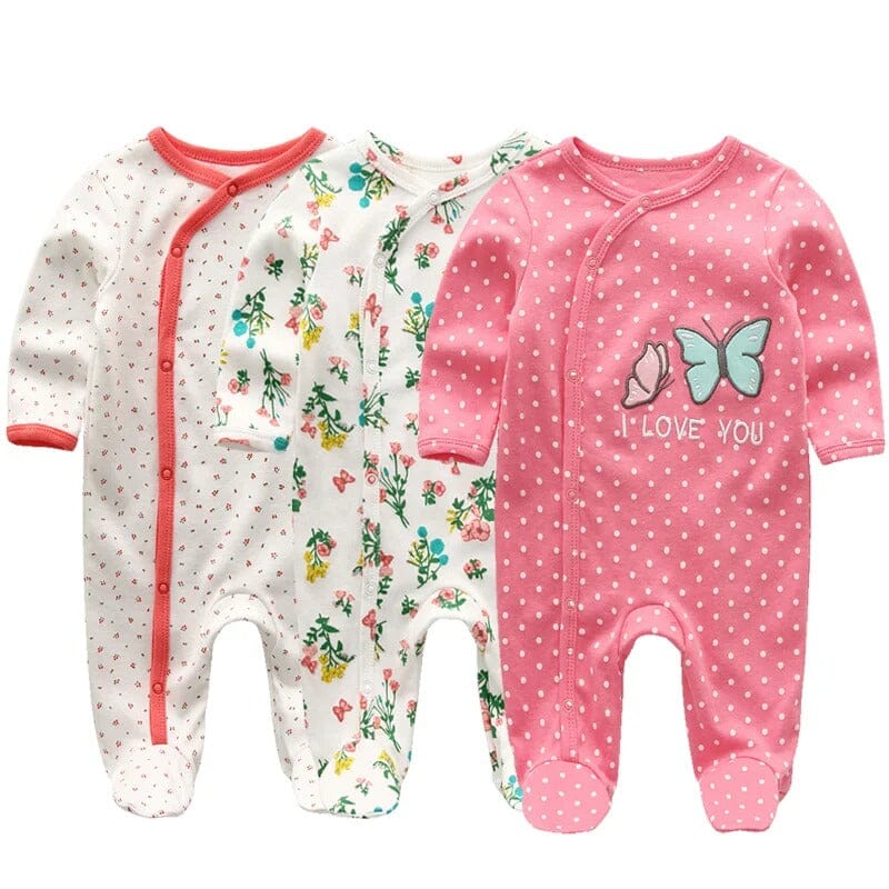 Conjunto Pijama Macacão para Recém Nascido - Contém 3 Unidades Conjunto Pijama Macacão para Recém Nascido - Contém 3 Unidades Loja do Bambino Conjunto 1 3 meses 