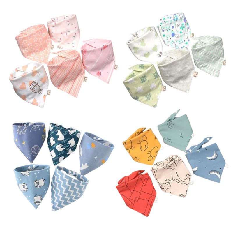 Bandana Babador para Bebê Bambino - Contém 5 peças Lenços de Pescoço Infantil Bambino - Contém 5 peças Loja do Bambino 