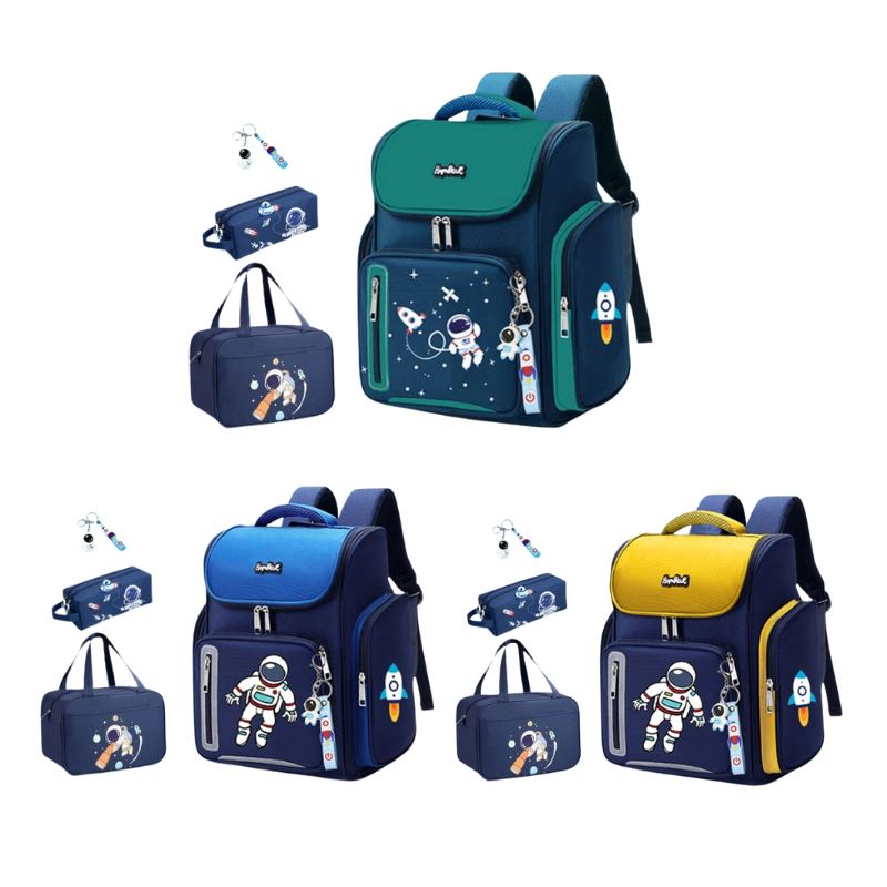 Conjunto Mochila Infantil Astronauta Ortopédica Impermeável Conjunto Mochila Infantil Astronauta Ortopédica Impermeável Loja do Bambino 