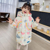 Jaquetão Puffer Infantil Jaquetão Puffer Infantil Loja do Bambino Branco com Rosa 2 Anos 