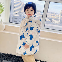 Jaquetão Puffer Infantil Jaquetão Puffer Infantil Loja do Bambino Branco com Azul 2 Anos 