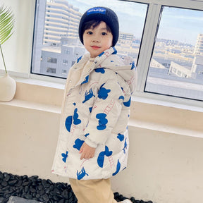 Jaquetão Puffer Infantil Jaquetão Puffer Infantil Loja do Bambino Branco com Azul 2 Anos 