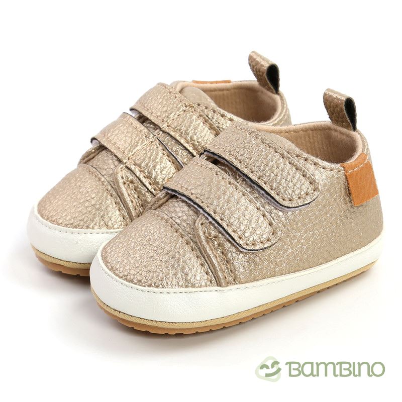 Sapato Infantil com Velcro Unissex para Bebês Sapato Infantil Unissex para Bebês Loja do Bambino 0 - 6 meses Dourado 