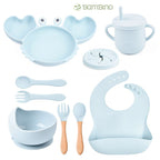 Kit Alimentação de Silicone para Bebês Kit Alimentação de Silicone Loja do Bambino Azul Claro 