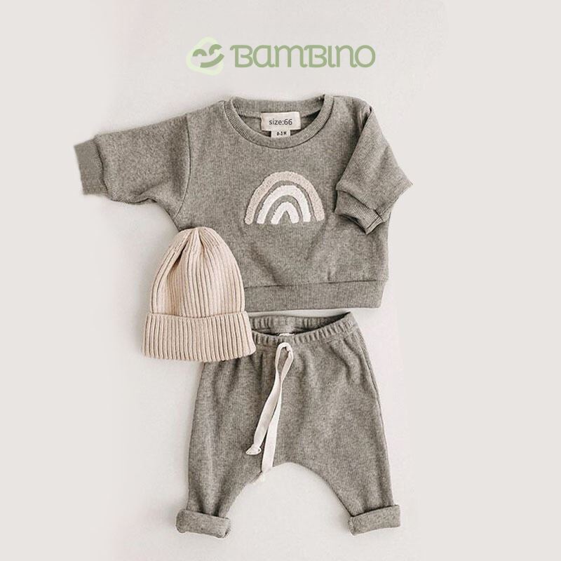 Conjunto de Moletom e Calças para Bebes Conjunto de Moletom e Calças para Bebes Loja do Bambino Cinza 3 - 6 Meses 